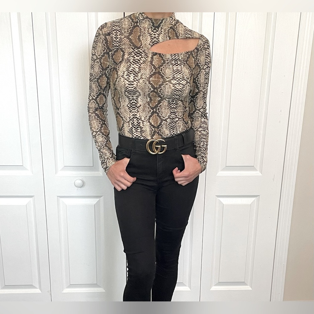 Superdown Snake Print Cut Out Top